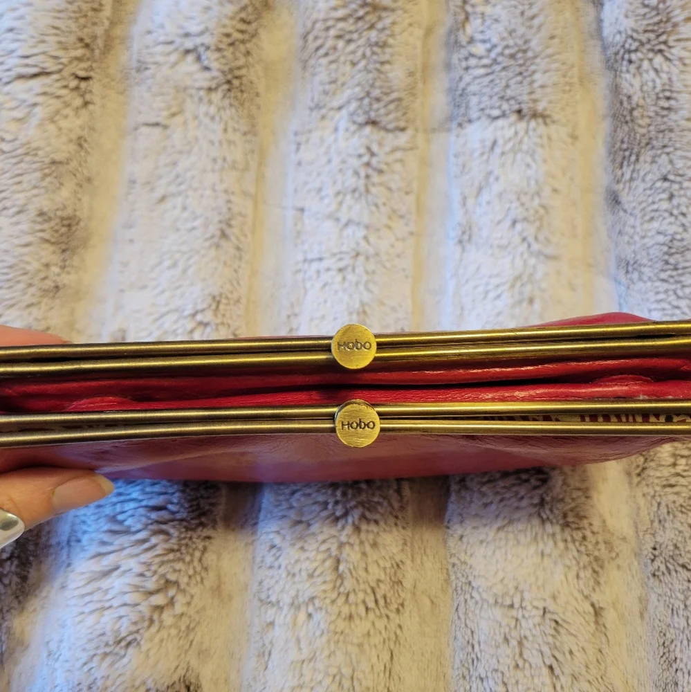 HOBO Red Leather Lauren Clutch Crossbody - Picture 2 of 8